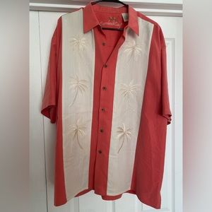 BAMBOO CAY XL Red Cream EMBROIDERED PALM TREE MODAL S/S CAMP Men’s